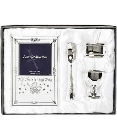 Silver Plated Christening Day Gift Set - 4-Piece in Presentation Box - Buy Online on SooperMarket.com
