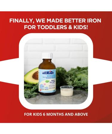 allKiDz BioActive Iron Liquid for Toddler Kids Children Liposomal Iron Supplement for Anemia Great Tasting High Absorption Vegan Plant-based No Sugar 100 Milliliter - Buy Online on SooperMarket.com