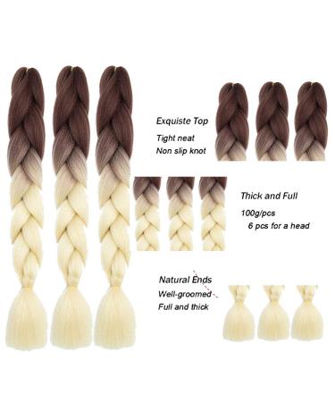 Art Hair 24 Kanecalon Braids Extensions - 6 Pieces Brown Blonde for Box Braids & Twists | International Shipping - Buy Online on SooperMarket.com