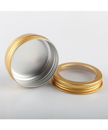 Zeoabsy 24 Pack 60ml Gold Aluminum Cans - Empty Round Cream Containers with Screw Cap & Viewing Window for DIY Ointments Candles Cosmetics & Shaving Soap - Buy Online on SooperMarket.com