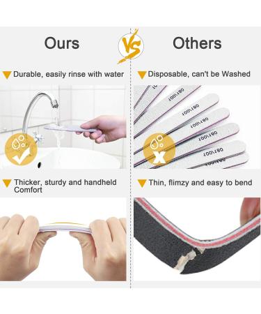 12-Piece Double-Sided Nail Files Set | Washable & Reusable 180/240 Grit for Nail Art | Professional Quality for Salon & Home Use - Buy Online on SooperMarket.com