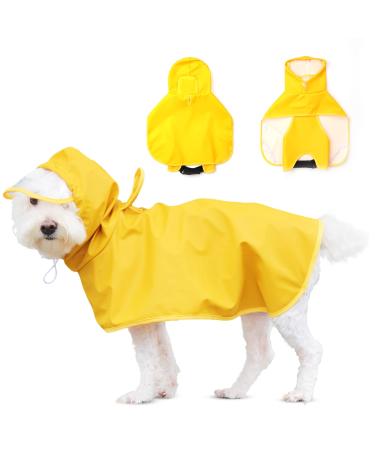 LUZGAT Dog Raincoat for Medium Dogs, Dog Rain Jacket with Clear Hooded, Waterproof Dog Rain Coat with Adjustable Belly Strap, Dogs Safety Vest for Outdoor Adventures Walking(Yellow,L) Medium Yellow