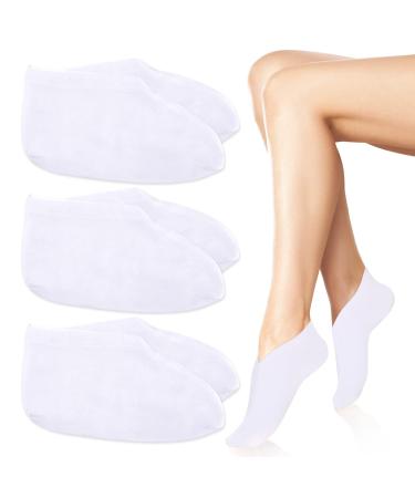 3 Pairs Moisturizing Socks Set Foot Spa Socks Cotton Moisture Enhancing Socks Cosmetic Socks for Dry Feet Hard Cracked Heels Calluses Cuticles Rough Skin White 8.26 in One Size 6.0
