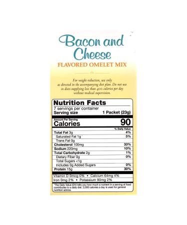 FITWISE High Protein Omelet Mix - Bacon & Cheese Flavor | 15g Protein | Low Calorie, Low Carb, Gluten Free | KETO & Ideal Protein Compatible | 7 Servings - Buy Online on SooperMarket.com