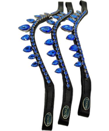 Tyssons Breeches Drop Herring Strap - Strass Drops in Rosa Blue Leather with Black Glitter Band for Mini Shetty Shetty VB WB & Full Thoroughbred - Buy Online on SooperMarket.com