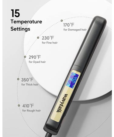 Wavytalk Pro Titanium Flat Iron 2 In 1 Hair Straightener and Curling iron 170 -450 Faster Heating Up Convenient Hair Tools with Dual Voltage LCD Display Matt Black - Buy Online on SooperMarket.com