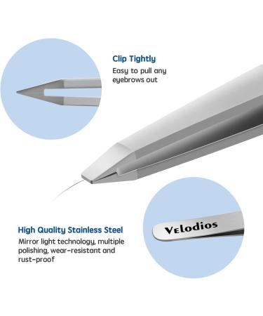 Velodios Professional Precision Tweezers - Best for Eyebrow, Facial & Chin Hair Removal - Premium Stainless Steel Flat Tip for Women - Buy Online on SooperMarket.com