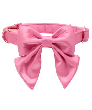Lionet paws dog collar fly - comfortable silk dog collar with removable fly for small dogs neck 25-40cm s collar & fly (1 Pack) peach