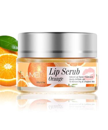 ISAKEN Lip Scrub Moisturizing Orange Sleep Lip Mask Overnight Hydrating Lip Balm Lip Treatment Exfoliating Repairs Dry Chapped Peeling Cracked Lips for Lip Care (Orange)
