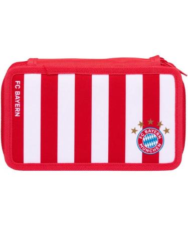 FC Bayern Munich Double Case - Stripes - Red-White Filled Pencil Case with Bookmark | Shop FCB Merchandise - Buy Online on SooperMarket.com