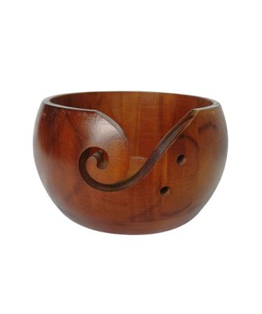 beiyoule Bamboo Yarn Bowl,Handmade Knitting Bowl Wool Holder,DIY Natural Embroidery Crocheting Storage Accessories for Crochet Home Decor Wine Red