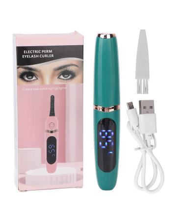 Electric Eyelash Curler Long Lasting Lash Curler Handheld USB Charging Intelligent Temperature Control Electric Heating Eyelash Curler(Green)