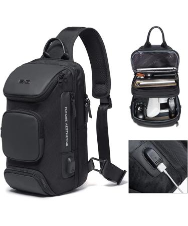 BANGE Waterproof Men's Chest Bag Crossbody Sling Backpack - Black (3 Pockets) - Buy Online on SooperMarket.com