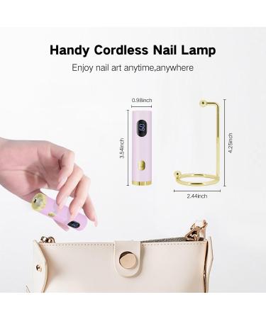 Portable UV LED Nail Lamp - Handfree Mini Light for Gel & Acrylic Nails with Magnetic Stand | USB Rechargeable | 60S Cure - Pink - Buy Online on SooperMarket.com