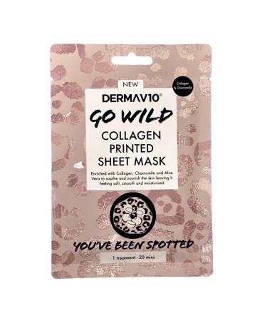 Derma V10 Go Wild Collagen Sheet Face Mask Enriched With Collagen Chamomile And Aloe Vera Soothes And Nourishes Skin Moisturises Perfect For Pamper Nights Vegan Friendly Face Sheet Mask