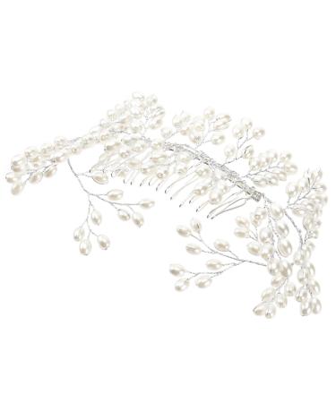 Frcolor Bridal Hair Comb Elegant Pearls Wedding Hair Comb Handmade Wedding Hair Accessories