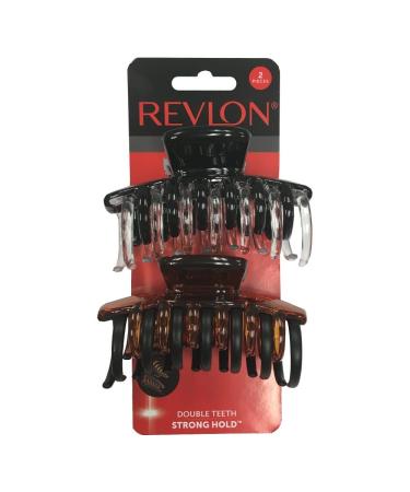 Revlon Strong Hold Hair Claw Clips, Brown/Black, 2 Count (Pack of 1)