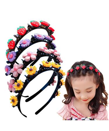Aaiffey Sweet Princess Hairstyle Hairpin for Girl  Double Layer Headbands with Clips Twist Plait Fashion Hair Hoops Cute Double Bangs Hairpin Headbands for Women Girls 4Pcs