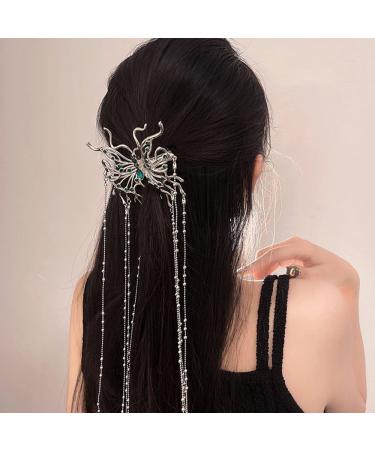 Wiwpar Butterfly Clips - Shiny Long Tassel Chain Hair Clip for Women Girls | Decorative Hair Barrettes for Bride Wedding Party - Silver - Buy Online on SooperMarket.com