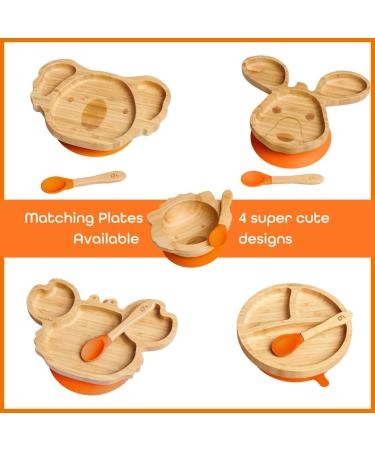 Beaubaby Wombat Bamboo Suction Bowl and Spoon Set - Orange | Baby Feeding Bowl with Silicone Suction Ring - Buy Online on SooperMarket.com