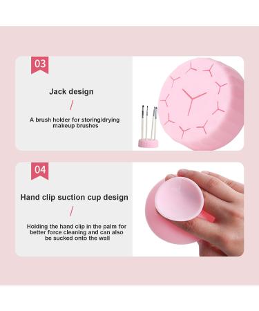 Wontool Makeup Brush Cleaning Mat | Silicone 4 in 1 Cleaning Bowl and Mat Portable Washing Tool Cosmetic Brush Cleaner for Easy Cleaning Pink - Buy Online on SooperMarket.com