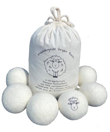 ukiyo 6 XXL dryer balls 8cm 100% New Zealand sheep's wool mulesing-free natural fabric softener
