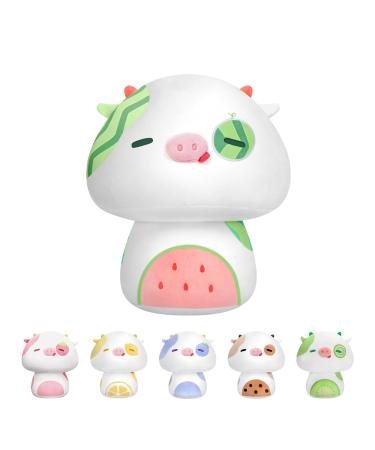 Mewaii 14'' Soft Watermelon Cow Mushroom Pillow Stuffed Animal Plush Plushie Squishy Toy - Cuddly White Cow Plush for Kids Watermelon Cow 14 Inch