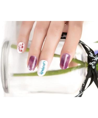 Semi Cured Gel Nail Strips - Purple Long Lasting Waterproof Nail Polish Stickers Set with Cuticle Stick, File, Wipes & Sealing - UV/LED Lamp Required - Buy Online on SooperMarket.com