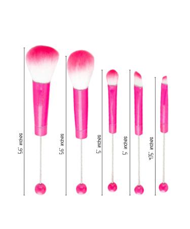 Hot Pink Beadable Makeup Brushes Set of 5 | DIY Silicone Focal Beads for Crafters | Cosmetic Brush Kit for Keychains & Eyeshadow - Buy Online on SooperMarket.com