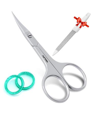 Nail Scissors Daimond Grain Nail File Curved Blade Professional Stainless Steel Toenail Manicure Pedicure Eyebrows Nose Beard Mustache Grooming Cuticle Scissors