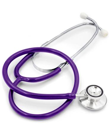 MABIS Stethoscope, Adult Dual Head to Listen to Sounds from Large Organs or Specific Areas of The Body with Large Diaphragm for High or Low Frequencies, 22 Inch Y Tubing, Purple
