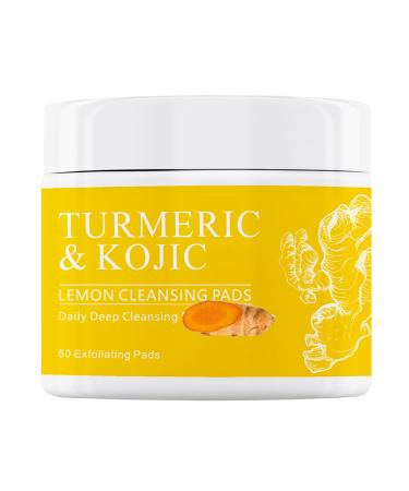 Turmeric Cleansing Pads Turmeric Exfoliating Pads with Kojic Face Wash for Women Men Turmeric Kojic Acid Cleansing pads for Dark Spots Turmeric Cleansing Pads for Face Makeup Remover Face Cleanser