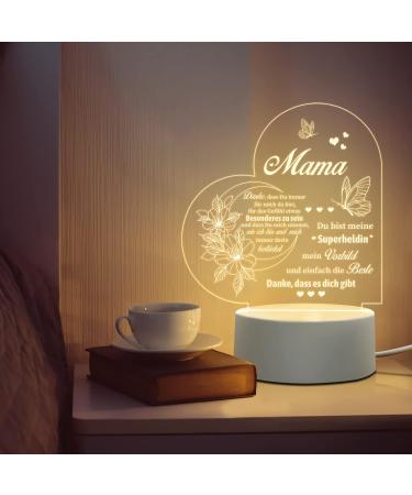 Personalized Juratar Mother's Day Gift | LED Night Lamp for Mom by Daughter & Son | Unique Birthday Gift Idea for Mama (Heart) - Buy Online on SooperMarket.com