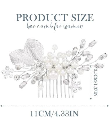 Handcess Bridal Pearls Hair Comb Splitter Rhinestone Flowers Hairpieces Crystal Bridal Side Combs Leaf Wedding Hair Accessories for Women and Girls - Buy Online on SooperMarket.com