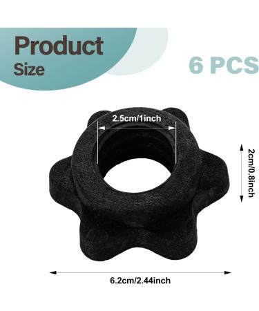 Prasacco 6 Pack Dumbbell Socket Nuts - 25mm Anti-Slide Barbell Clamps | Black Plastic Star Closures for Weight Training - Buy Online on SooperMarket.com