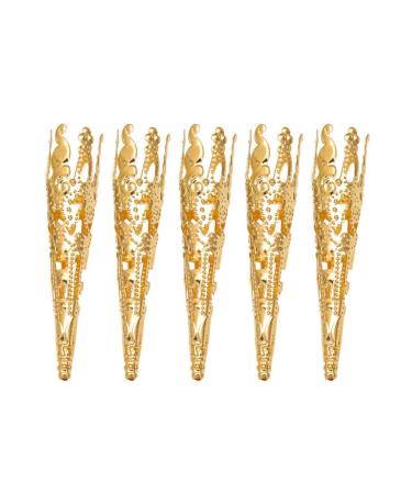 ARTIBETTER 100pcs Flower Bead Caps Tibetan Style Iron Long Cones Metal Filigree Bead End Caps Spacers for Tassel Jewelry DIY Craft Making (Golden)