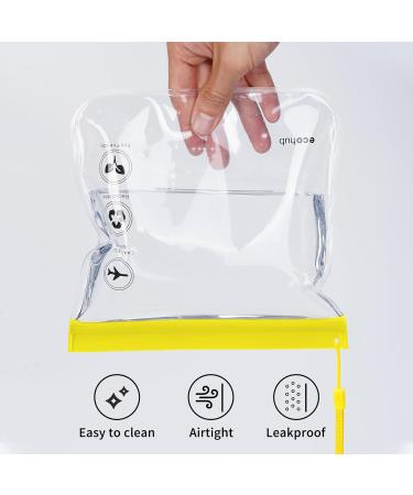 ECOHUB Airport Security Liquids Bags EVA Airport Liquid Bag 20 x 20cm Airline Approved Clear Travel Toiletry Bag for Women Men Zip Lock Bags with Strap for Travel (2 pcs Yellow) Yellow With Carrying Handle - Buy Online on SooperMarket.com