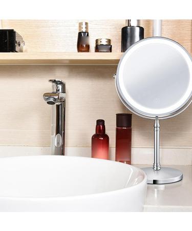 jumbans 1Set 10X LED Mirror Rechargeable Make Up Mirror Magnification Cosmetic Mirror 2 Side Brightness with 3 Colors C - Buy Online on SooperMarket.com