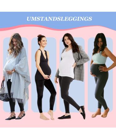 TNNZEET Maternity Leggings for Women | Opaque Pregnancy Leggings with Pockets for Yoga | Skin Color/Light Gray - Buy Online on SooperMarket.com