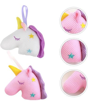 FRCOLOR 2pcs Unicorn Bath Body Sponges - Exfoliating Shower Poufs & Loofahs for Kids - Fun Flower Bath Toys - Perfect for Girls - Buy Online on SooperMarket.com
