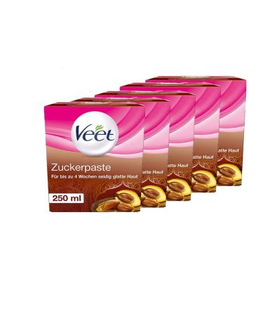 Veet Sugaring sugar paste with argan oil for hair removal for noticeably smooth skin for up to 4 weeks 5 x 250 ml