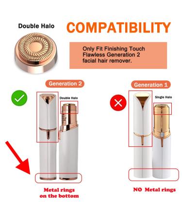 Facial Hair Remover Replacement Heads - Gen 2 Double Halo, 4 Count, 18K Gold-Plated, Compatible with Finishing Touch Flawless - Buy Online on SooperMarket.com