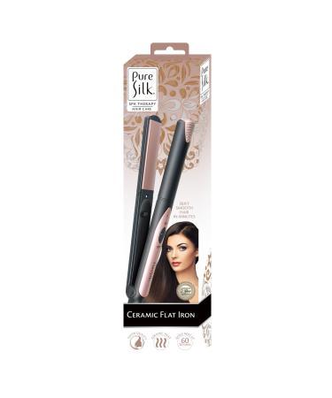 Pure Silk Ceramic Flat Iron Hair Straightener for Woman Salon Quality Hair Straighter 60 Second Quick Heat Up Ceramic Heated Plates up to 410 Degrees Hair Styling Tools 6-Foot Swivel Cord