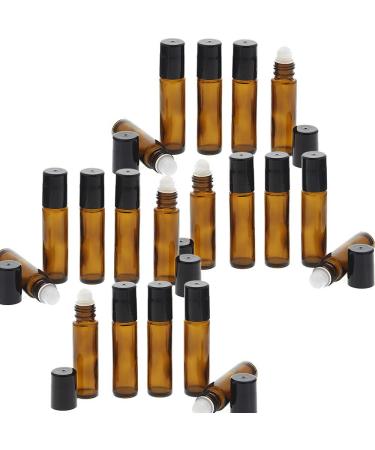Brown glass deodorant stick 10ml Kosmetex empty roll-on bottle with deodorant roller for self-filling 20 pieces 10 ml (pack of 20)