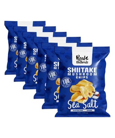 Shiitake Mushroom Chips - (6 pack) Vegan prawn crackers Less than 100 calories Gluten Free mushroom snack. Sea Salt flavour.