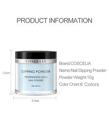 COSCELIA Dip Powder Set - 6 Premium Colors (Yellow Red Silver Gold) - 10g Each - Perfect for Professional Nail Art | Fast International Shipping - Buy Online on SooperMarket.com