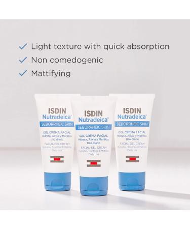 ISDIN Nutradeica Facial Gel Cream 50ml for Seborrheic Skin | Hydrating, Soothing, and Mattifying Formula - Buy Online on SooperMarket.com