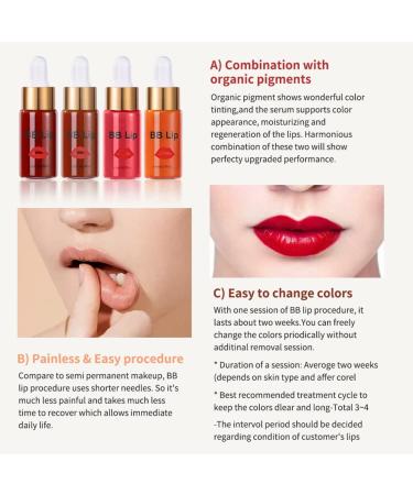 Reddhoon BB Lips Serum Kit: Semi Permanent Lip Pigment Treatment with 4 Colors Liquid Pigments, Exfoliating Gel, and Booster - Buy Online on SooperMarket.com