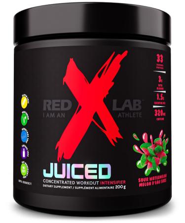Red X Lab Juiced Pre-Workout Powder Pumps & Strength Hyper Concentrate L-Citrulline Beta Alanine For Men & Women 33 Servings (Sour Watermelon 200g) Sour Watermelon 200g