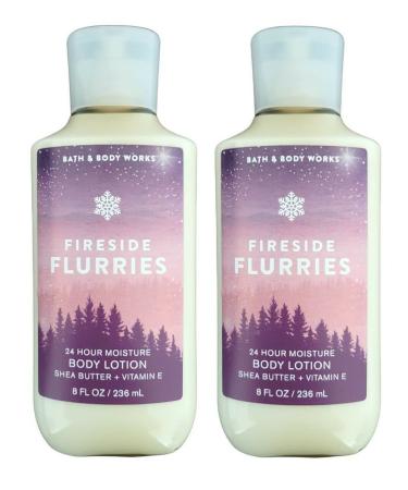 Bath and Body Works Super Smooth Body Lotion Sets Gift For Women 8 Oz -2 Pack (Fireside Flurries) Fireside Flurries 8 Fl Oz (Pack of 2)
